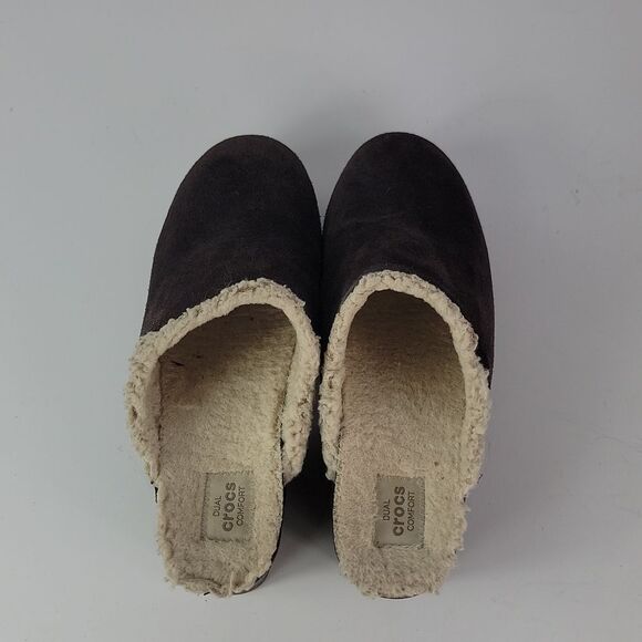 Crocs Sarah Brown Suede Leather Women's Clogs - Picture 10 of 15